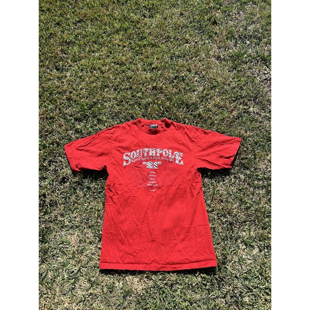 VTG Southpole Embroidered T-Shirt Adult Med Red Logo Streetwear Y2K